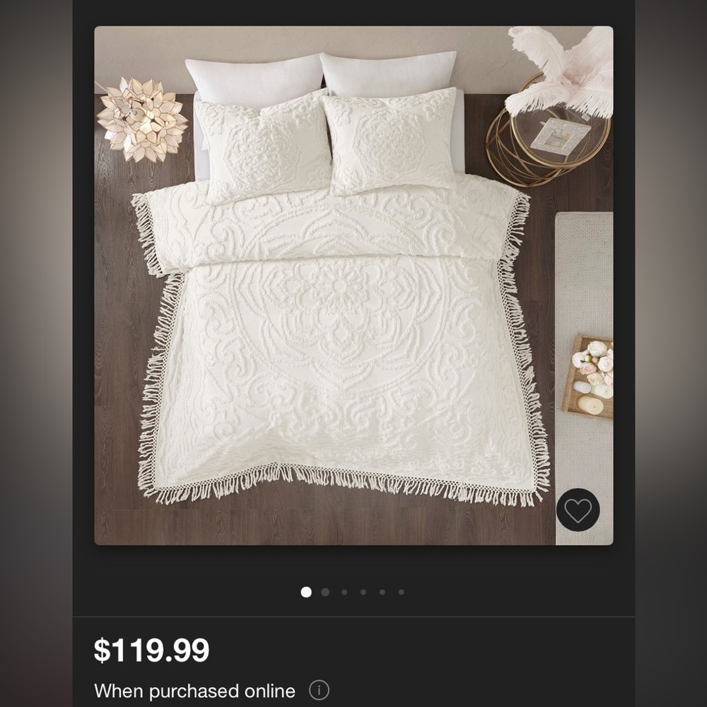 Madison Park Laetitia Medallion Fringe 3 pcQuilt Set, King/California King Beige